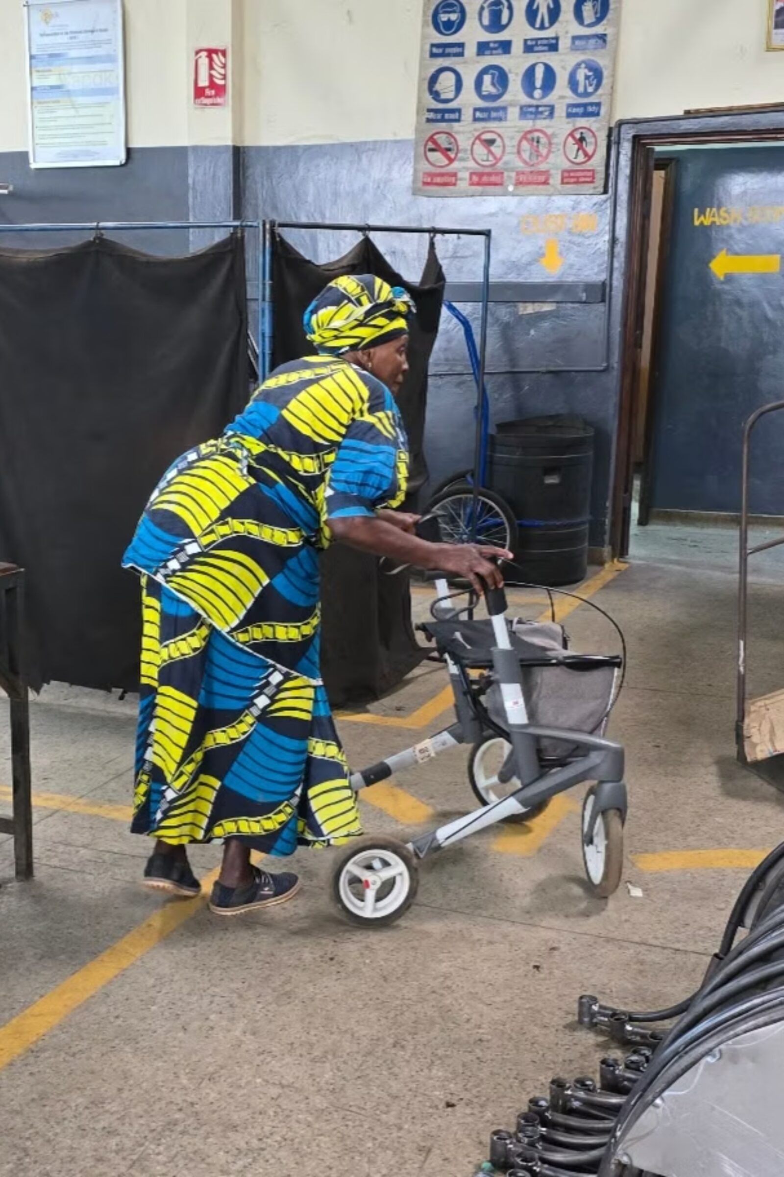 Pricila, 80, walking independently with her outdoor rollator